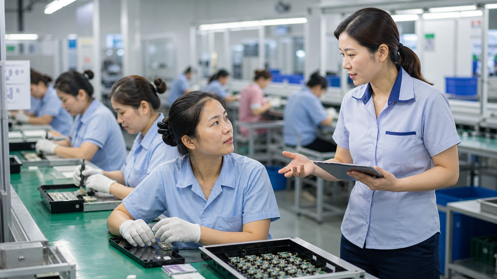 Công nhân lắp ráp điện tử tại nhà máy Việt Nam