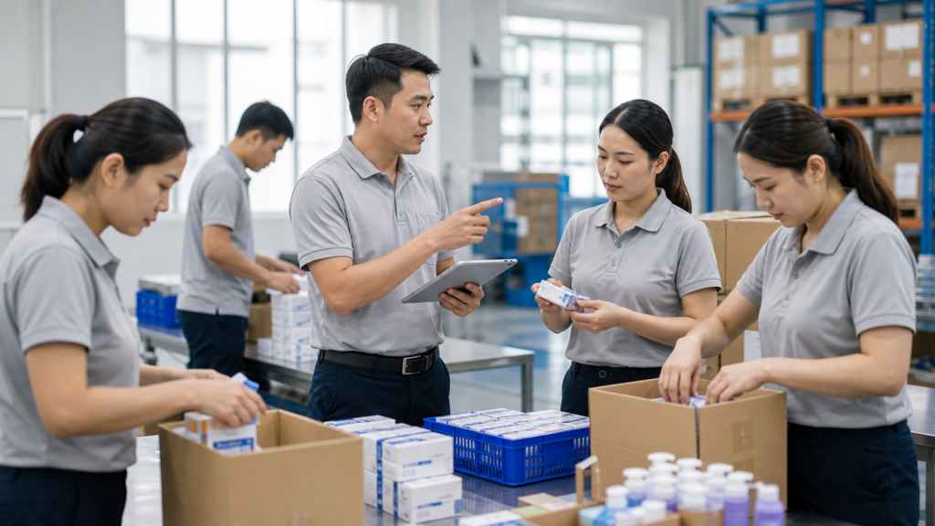 Lao động phổ thông phân loại và đóng gói hàng hóa